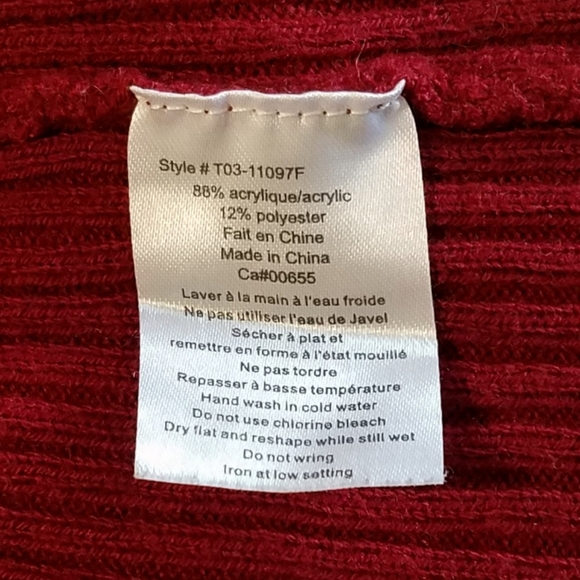 Thyme Maternity Red Rib Knit Sweater, Large - Picture 5 of 5